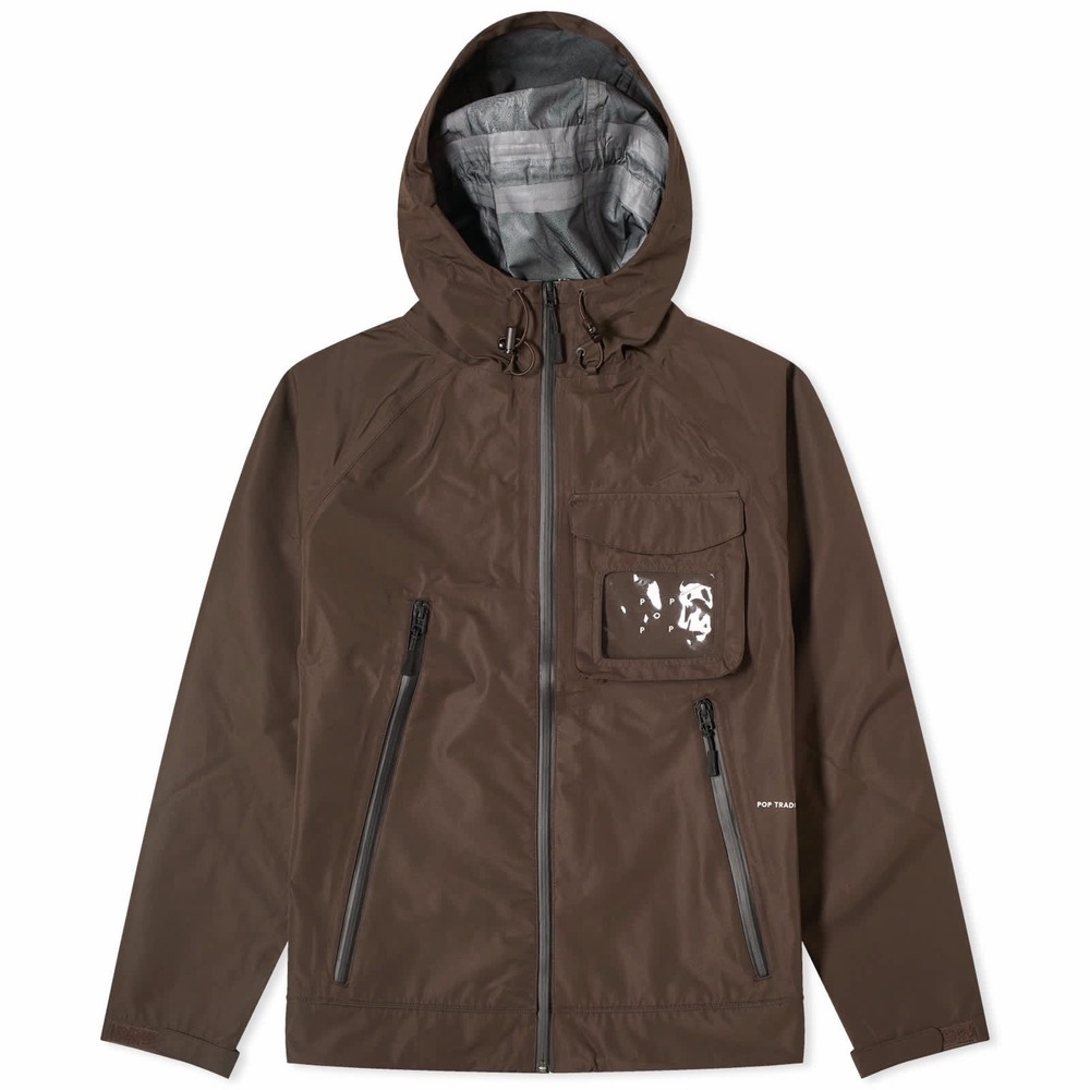 Pop Trading Company Oracle Jacket Men's Small Brown Full Zip Hooded Outdoor